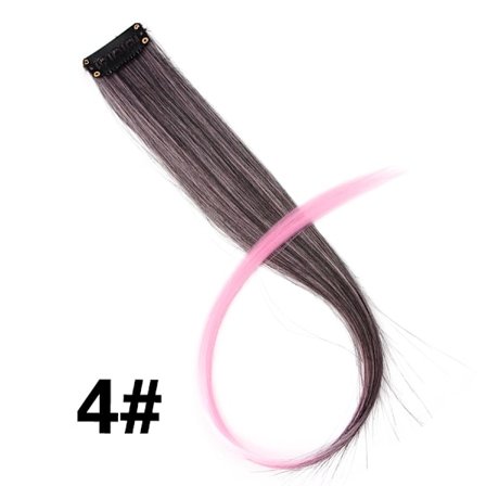 Leeons Clip In Hair Extensions 20 Inch Colorful Synthetic Ombre Rosa Lila Hairpieces Straight Party Highlights Extension