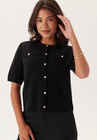 BUBBLEROOM Knitted Gold Button Cardigan Klær