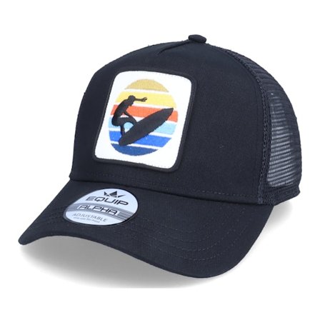 Iconic - Preto trucker Boné - Surfer Sunset Logo Patch Black Trucker @ Hatstore