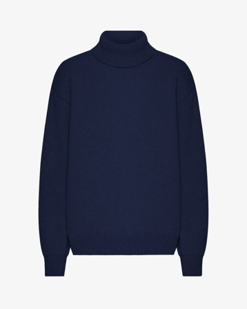 Merino Wool Turtleneck - Marine Blue S