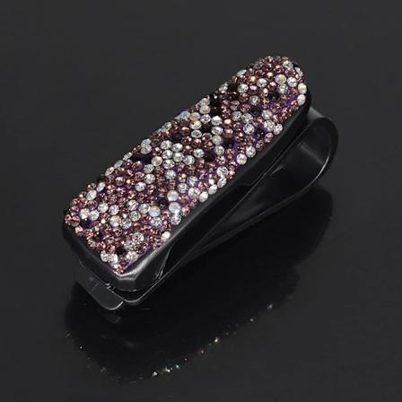 2 stk Brilleholdere til Bilsolskærm, Bling Krystal Rhinestones Brilleklips Hanger Mount Med Billetkortklips Til Kvinder Piger