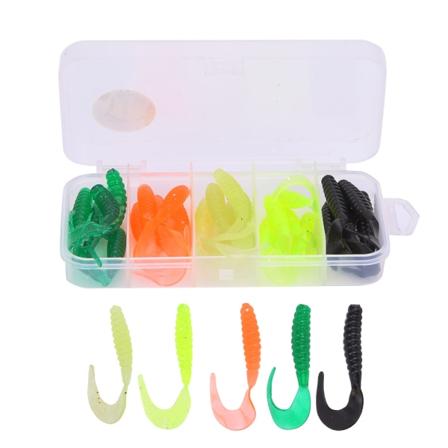 T0053 25ST Mjukt gummi Fiskedrag Grub Konstbete Simmask Set Verktygstillbehör