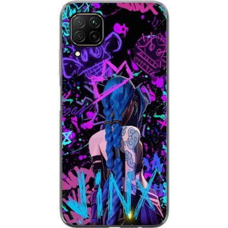 Kompatibelt Mobildeksel til Huawei Huawei P40 lite Fargerik graffitiillustrasjon med en karakter med blått hår i en bygatekunststil