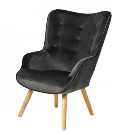 Skandinavisk stol i MØRKEGRÅ fløjl - UL - NORTH - Med armlæn - 1 plads - Indendørs