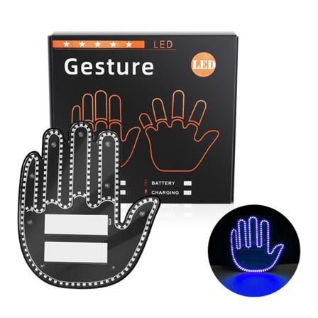 Universelt LED-belyst gestuslys med fjernbetjeningsskilte til vejrage. Fingerlampe