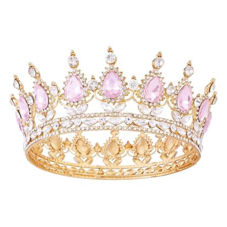 Kroner for kvinner, dronning tiara barokk vintage gull pannebånd rubinrød krystall rhinestone for kvinner jenter brud prinsesse ball bursdag bryllup 