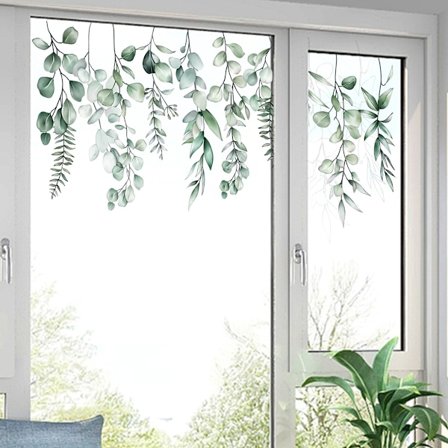 1 stk. Grønne blade Vindue Stickers Sommer Forår Anti-kollision Han