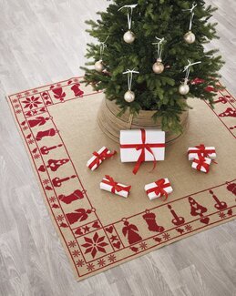Broderikit Julgransmatta Röda motiv