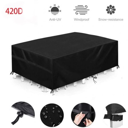 Utemöbelskydd, Vattentätt, Vindtätt, Anti-UV, Kraftigt 420D Oxford-tyg, Rektangulärt - Svart 250*250*90