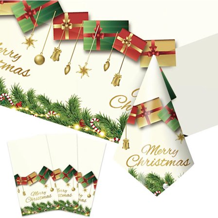 Juleduk Rektangulær PE Materiale Sett med 2 Hvit Oljeavvisende Vanntett Festdekorasjon