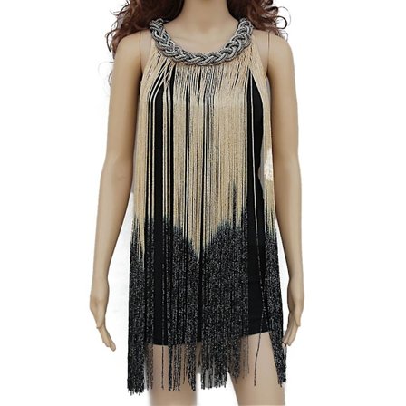 Naisten O-kaula-aukko paljettihapsu flapper-tanssimekko latinalainen salsa-ballroom-asu Gatsby-cocktailmekko