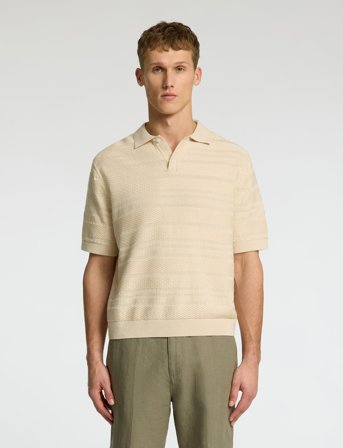 Selected Slhfoam Ss Knit Relaxed Structure Polo - Cream - XL
