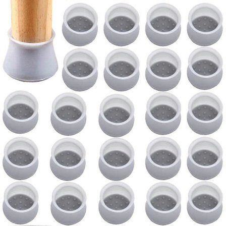 36 stk. Stolebenhætter Silikone Stoleben Fodbetræk Gennemsigtig Stolebenshætte med Skridsikker Filt til Runde Ben C