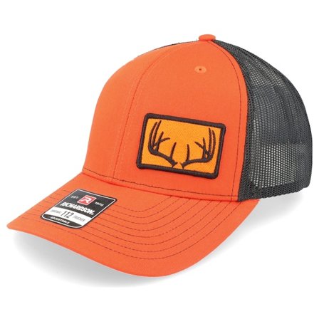 Hunter - Oransje trucker Caps - Antlers Patch Side 112 Split Orange/Black Trucker @ Hatstore
