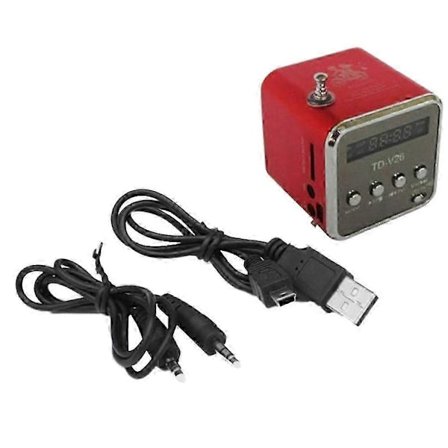 TD-V26 Digital Portabel Mini FM Radio Mottagare LED Högtalare Trådlös Högtalare MP3 Stöd SD/TF Kort Röd