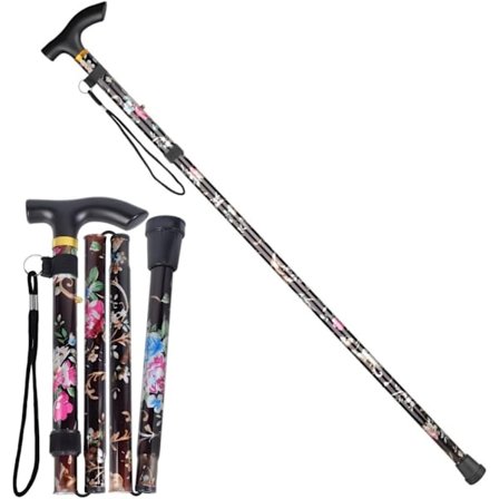 Gåstav, sammenleggbare gåstaver, bærbare gåstaver for fotturer, fjellklatring, eldre (justerbar 84 cm - 95 cm)