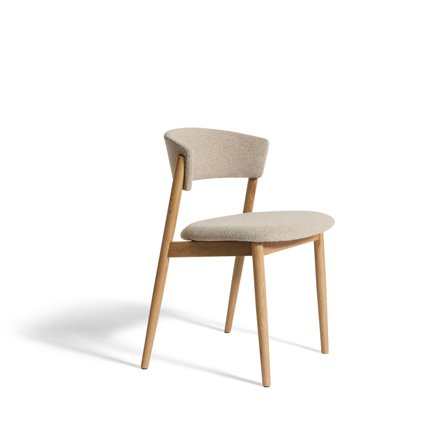 Leonora spisebordsstol, egetræ, beige polstret - 50,5x54x78cm - Elegant & komfortabel stol i massiv lakeret eg, blødt stof - Spisebordsstole