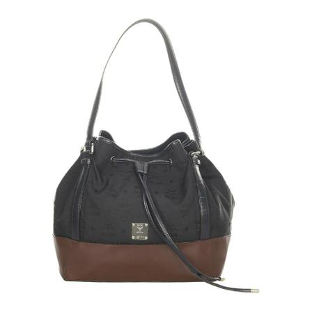 MCM Pre-owned, Visetos nylon emmertas met trekkoord Zwart, Dames, Maat:ONE Size