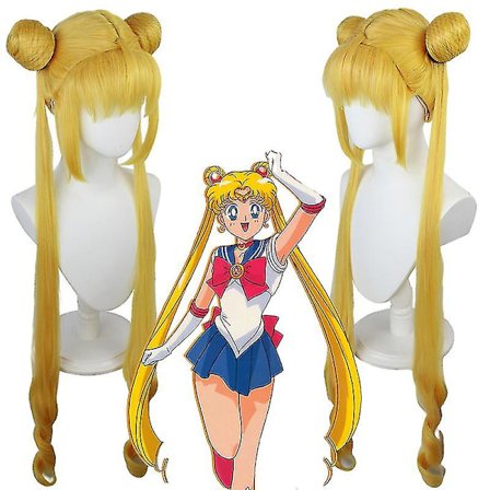 Anime Sailor Moon Paryk Cosplay Kostume Dame Gyldent Langt Syntetisk Hår Halloween Party Rollespil Parykker