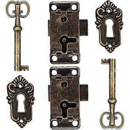 2 kappaletta kaapin oven lukkoja antiikkilukot huonekalujen salvat koristeellisiin kaapin lukkoihin avaimenreiällä - QttvbTna
