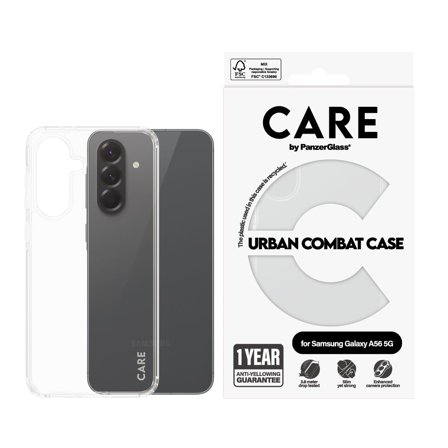 PanzerGlass CARE Galaxy A56 5G Urban Combat deksel (gjennomsiktig) Slankt, men sterkt, laget av resirkulerte materialer