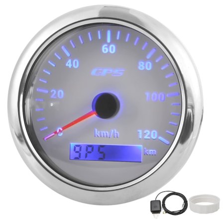 Marine Auto GPS Nopeusmittari 85mm 120KM/H 7 Väri Taustavalo Auto Vene RV Jahti Valkoinen