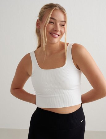 aim ́n Ribbed Seamless Shaping Bralette - White - M