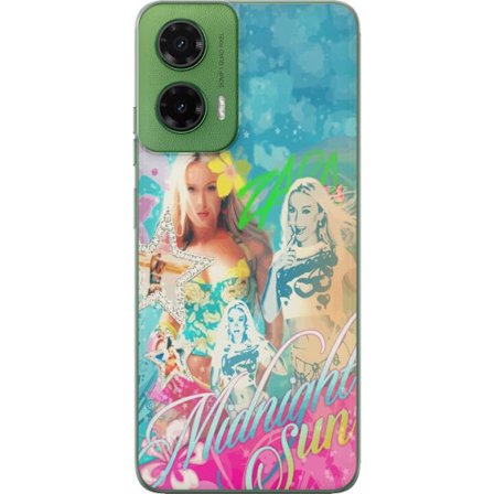 Kompatibelt Mobildeksel til Motorola Moto G35 Eventyrverden med Steve, Creeper og dyr i fargerik blokkgrafikk