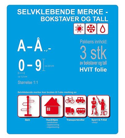 SELVKLEBENDE MERKER BOKSTAVER OG TALL 3