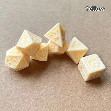 7 Stk/sæt DND Terning Polyhedral Terning GUL GUL