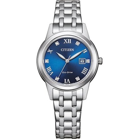 Kvinna Klocka - CITIZEN - FE1240-81L - Eco-Drive - Silver - Blå Urskiva - 30 mm