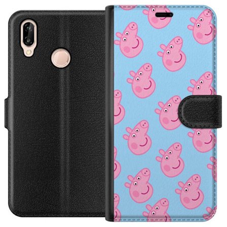 Yhteensopiva Lompakkokotelo Huawei P20 lite Peppa Pig vauva hahmo pastelliväreillä, söpö piirretty lasten kuvitus pehmeällä minimalistisella tyy