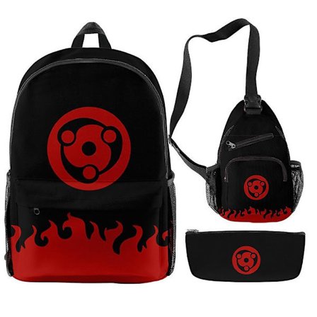 3-piece Large-capacity Waterproof School Bag, Naruto, Role-playing Backpack-z