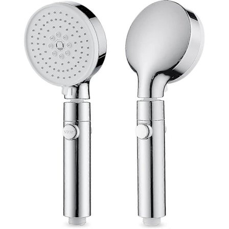 Högtryck Duschmunstycke, 3 Jets Duschmunstycke, Anti-kalk Duschmunstycke, Handdusch med Strömbrytare, Vattenbesparande