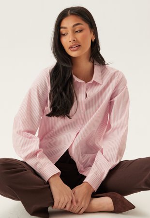 Bubbleroom - Striped Shirt - Light pink/Striped - Kläder