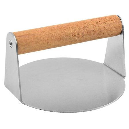 304 Rostfritt Stål Kött Press Med Trähandtag Manuell Kött Press Hamburgare Press Burger Press Ki