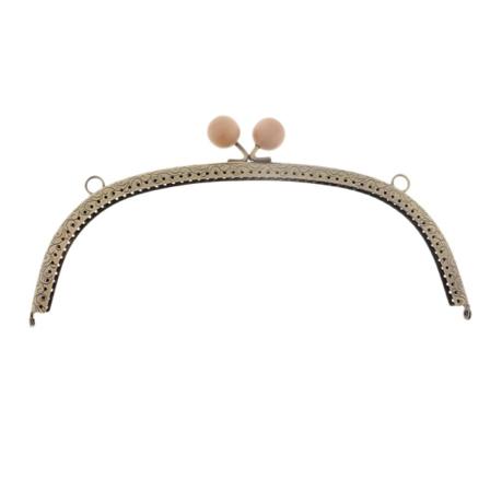 24,5 cm Rosett Metallram Kiss Spänne Lås Pärlhuvud DIY Bag Väska Ljusgrå