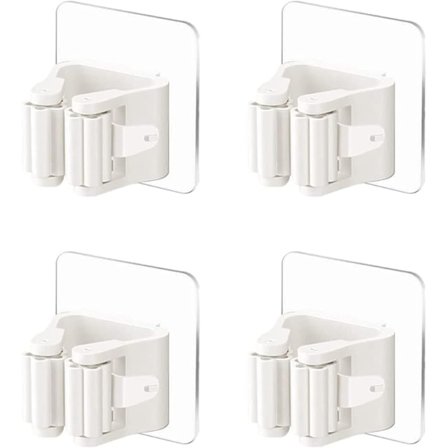 Stykker Selvklebende Veggmontert Moppholder Veggmontert Kost Henger Ingen Boring Kostgrep Hvit Mopp Kost Holder