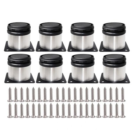 8 Justerbare Ben 50mm Høyde Tykkere Skap Ben Bordben Møbel Ben, Børstet Rustfritt Stål, Justerbar Høyde 0-15mm Kommer ,A