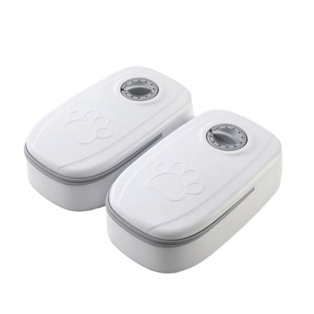 Enkel/dubbel skålmatare för husdjursbatteri Power Hundmatare för små husdjurshundar Kat Grey