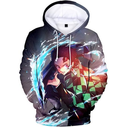 Cosplay Demon Slayer Anime -huppari – Halloween Unisex Aikuinen Manga Hahmo Merch -collegepaita kengurutaskuilla 3X-Large