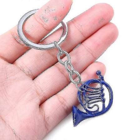 Blått Valthorn Nøkkelring Metall Nøkkelkjede Anheng Julegave