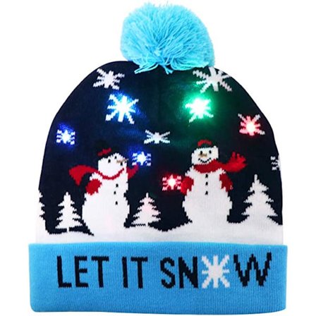 LED Julehat, Lysende Julehat Unisex Strikket Hue