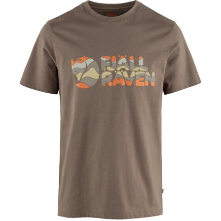 Fjällräven Men's Multicolor Logo T-Shirt in Suede Brown, Bio-Baumwolle | Size: Small