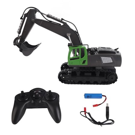 Fjernbetjent gravemaskine 1:18 Legering RC gravemaskine byggekøretøj legetøj til børn fra 8 år og opefter Grå enkelt batteri