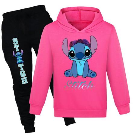 9-14 vuotiaat lapset teinit pojat tytöt lilo ja stitch huppari + housut verryttelypuku set urheiluasut lahjat Rose Red 13-14 Years