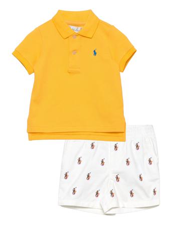 Mesh Polo Shirt & Chino Short Set Yellow Ralph Lauren Baby