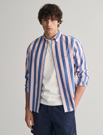 GANT Reg Poplin Parasol Stripe Shirt - Pink - M