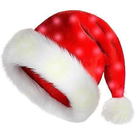 LED-Mössa rolig mössa Plysch Tomtemössa Lysande Roliga Mössor för Barn Vuxna Inbyggda Lampor Röd Tomtemössa Klassisk Cosplay-mössa, Mössa för Vuxna, 