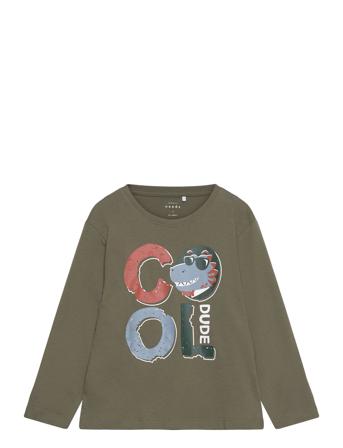 Nmmvagno Ls Loose Top Tops T-shirts Long-sleeved T-shirts Khaki Green Name It